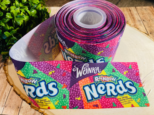 Nerds Purple, YARD PRINTED 3 INCH ON GROSGRAIN RIBBON, POTTER RIBBON, CUT TO SIZE, VIEW STORE FOR MORE PATTERNS