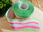 LV GREEN PINK PRINTED 3 INCH ON GROSGRAIN RIBBON, POTTER RIBBON, CUT TO SIZE, VIEW STORE FOR MORE PATTERNS