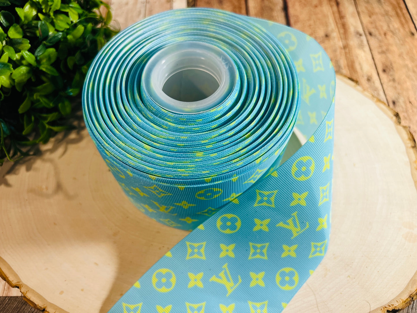 LV BLUE PRINTED 3 INCH ON GROSGRAIN RIBBON, POTTER RIBBON, CUT TO SIZE, VIEW STORE FOR MORE PATTERNS